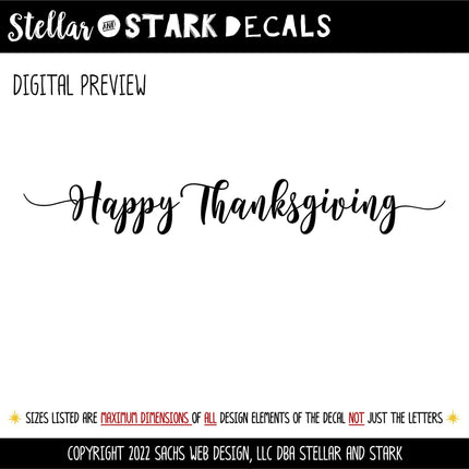 Happy Thanksgiving Decal, Happy Thanksgiving Sticker, Happy Thanksgiving Door Decal, Thanksgiving Wall Decal, Happy Thanksgiving Sign, Decor