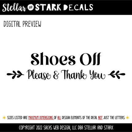 Shoes Off Please & Thank You Decal - Shoes Off Sticker - Shoes Off Sign - Shoes Off Wall Decal - Shoes Off Door Decal - Remove Your Shoes