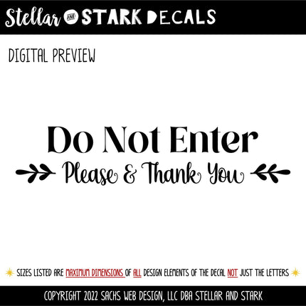 Do Not Enter Please & Thank You Decal - Do Not Enter Sticker - Do Not Enter Sign - Do Not Enter Wall Decal - Do Not Enter Door Decal