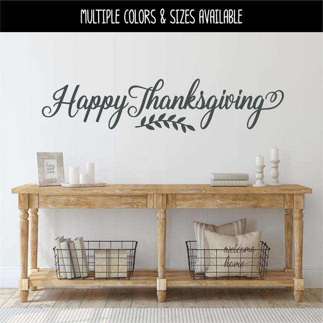 Happy Thanksgiving Decal, Happy Thanksgiving Sticker, Happy Thanksgiving Door Decal, Thanksgiving Wall Decal, Happy Thanksgiving Sign, Decor