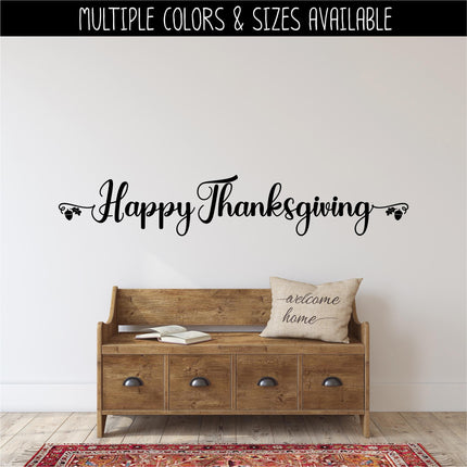 Happy Thanksgiving Decal, Happy Thanksgiving Sticker, Happy Thanksgiving Door Decal, Thanksgiving Wall Decal, Happy Thanksgiving Sign, Decor