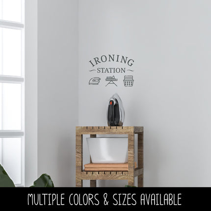 Ironing Station Decal with Ironing Board, Iron, Laundry Basket Icons, Laundry Room Decor, Iron Decal, Ironing Board Storage Sign, Laundry