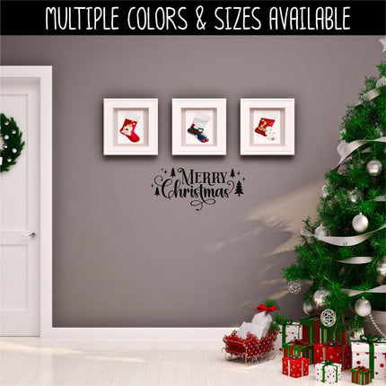 Merry Christmas Vinyl Decal - Cursive Merry Christmas Vinyl Sticker - Merry Christmas Door Decal - Merry Christmas Wall Decal - Xmas Decal