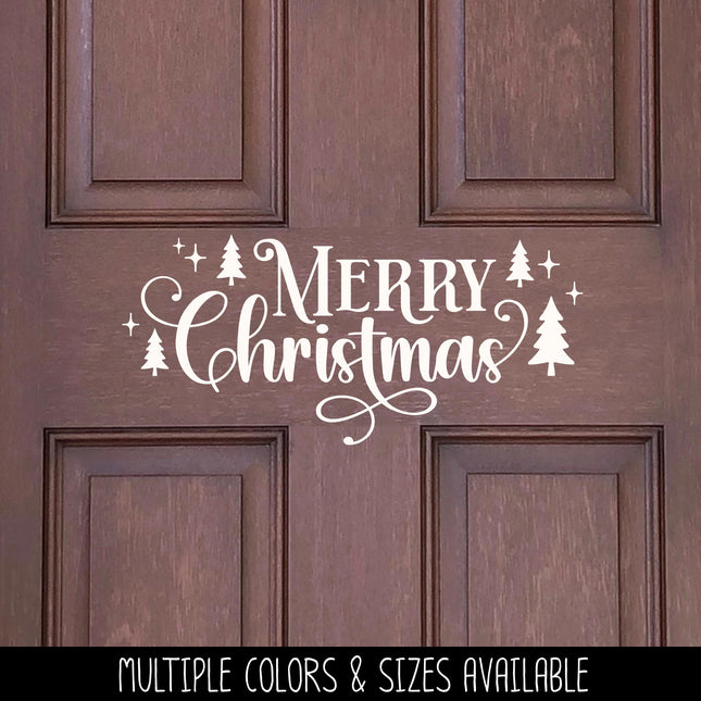 Merry Christmas Vinyl Decal - Cursive Merry Christmas Vinyl Sticker - Merry Christmas Door Decal - Merry Christmas Wall Decal - Xmas Decal