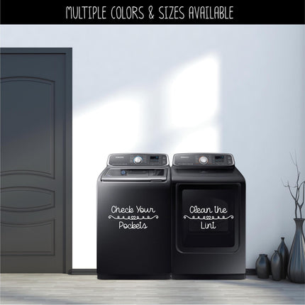 Check Your Pockets, Clean the Lint Decal Set, Wash and Dry Sticker Set, Washer and Dryer Signs, Laundry Room Decor, New Home Gift, Reminder