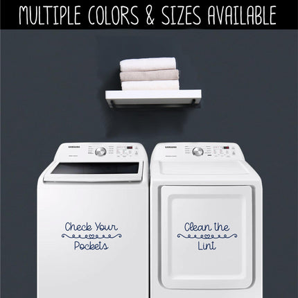 Check Your Pockets, Clean the Lint Decal Set, Wash and Dry Sticker Set, Washer and Dryer Signs, Laundry Room Decor, New Home Gift, Reminder