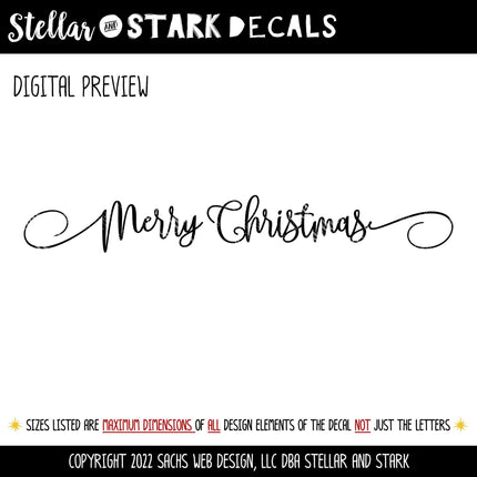 Cursive Merry Christmas Vinyl Decal - Cursive Merry Christmas Vinyl Sticker - Merry Christmas Door Decal - Merry Christmas Wall Decal - Xmas