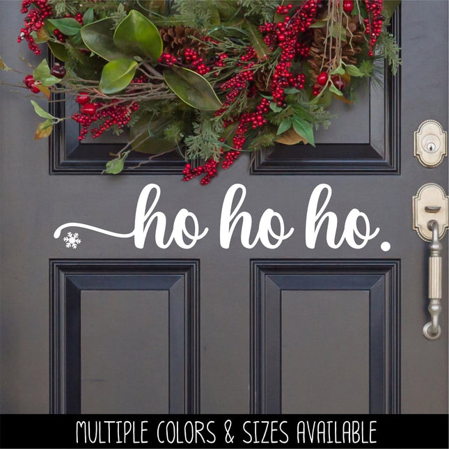 Cursive Ho Ho Ho Christmas Snowflake Decal - Ho Ho Ho Vinyl Sticker - Ho Ho Ho Door Decal - Ho Ho Ho Christmas Sign - Ho Ho Ho Wall Decal