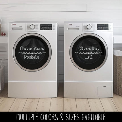 Check Your Pockets, Clean the Lint Decal Set, Wash and Dry Sticker Set, Washer and Dryer Signs, Laundry Room Decor, New Home Gift, Reminder
