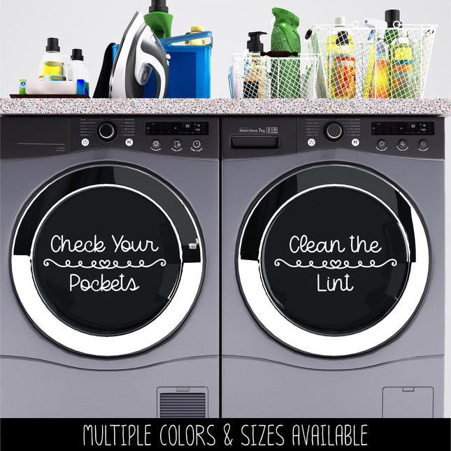 Check Your Pockets, Clean the Lint Decal Set, Wash and Dry Sticker Set, Washer and Dryer Signs, Laundry Room Decor, New Home Gift, Reminder