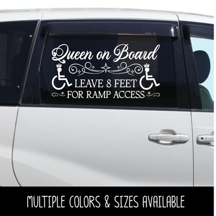 Queen On Board Handicap Wheelchair Ramp Access Decal, Disabled Car Decal, Handicap Car Decal, Handicap Ramp Decal, Wheelchair ramp Sign