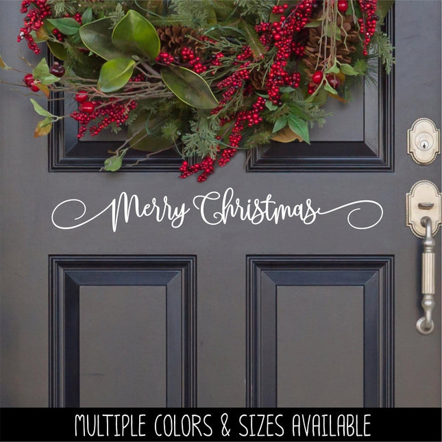 Cursive Merry Christmas Vinyl Decal - Cursive Merry Christmas Vinyl Sticker - Merry Christmas Door Decal - Merry Christmas Wall Decal - Xmas