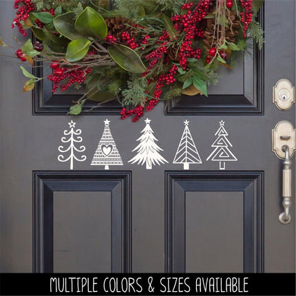 Five Cute Christmas Trees Decal, Five Christmas Trees Sticker, Christmas Trees Door Decal, Christmas Trees Wall Decal, Christmas Trees Sign