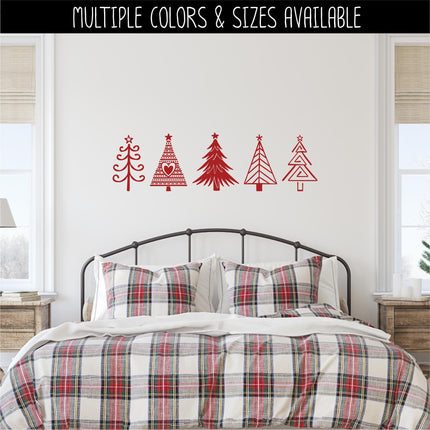 Five Cute Christmas Trees Decal, Five Christmas Trees Sticker, Christmas Trees Door Decal, Christmas Trees Wall Decal, Christmas Trees Sign