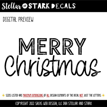 Merry Christmas Vinyl Decal - Merry Christmas Vinyl Sticker - Merry Christmas Door Decal - Merry Christmas Wall Decal - Xmas Sign - Holiday