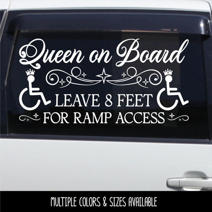 Queen On Board Handicap Wheelchair Ramp Access Decal, Disabled Car Decal, Handicap Car Decal, Handicap Ramp Decal, Wheelchair ramp Sign