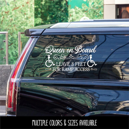 Queen On Board Handicap Wheelchair Ramp Access Decal, Disabled Car Decal, Handicap Car Decal, Handicap Ramp Decal, Wheelchair ramp Sign