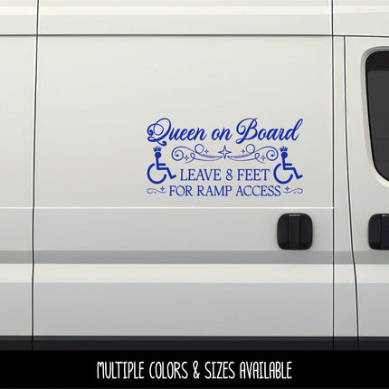 Queen On Board Handicap Wheelchair Ramp Access Decal, Disabled Car Decal, Handicap Car Decal, Handicap Ramp Decal, Wheelchair ramp Sign