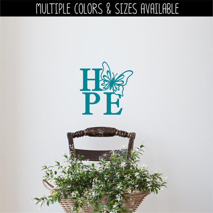 Hope Butterfly Vinyl Decal - Hope Butterfly Sticker - Hope Butterfly Car Decal - Hope Butterfly Wall - Hope Butterfly Sign - Hope Windshield