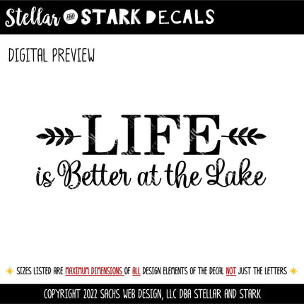 Life is Better at the Lake decal - Life is Better at the Lake sticker - Life is Better at the Lake Wall Decal - wall mural, sign, door