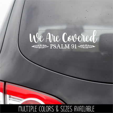 We Are Covered, Psalm 91 Feather Decal, Inspirational Vinyl Sticker for Doors, Walls, Laptops, Cars, Faith-Based Home Decor Gift, Christian