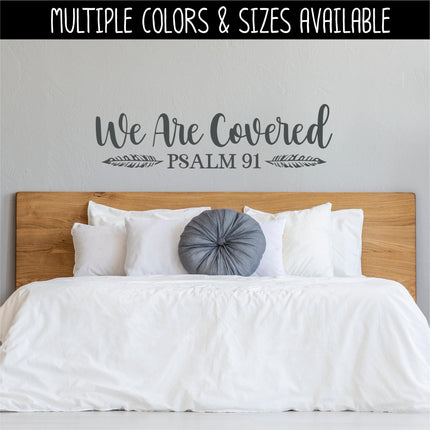 We Are Covered, Psalm 91 Feather Decal, Inspirational Vinyl Sticker for Doors, Walls, Laptops, Cars, Faith-Based Home Decor Gift, Christian