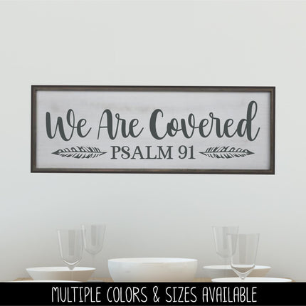 We Are Covered, Psalm 91 Feather Decal, Inspirational Vinyl Sticker for Doors, Walls, Laptops, Cars, Faith-Based Home Decor Gift, Christian