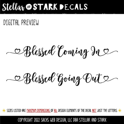 Blessed Going In, Blessed Coming Out Decal Bundle, Christian Door Decal, Religious Wall Sticker Mural Motivational Saying Jesus God Bible