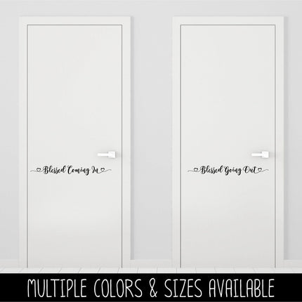 Blessed Going In, Blessed Coming Out Decal Bundle, Christian Door Decal, Religious Wall Sticker Mural Motivational Saying Jesus God Bible