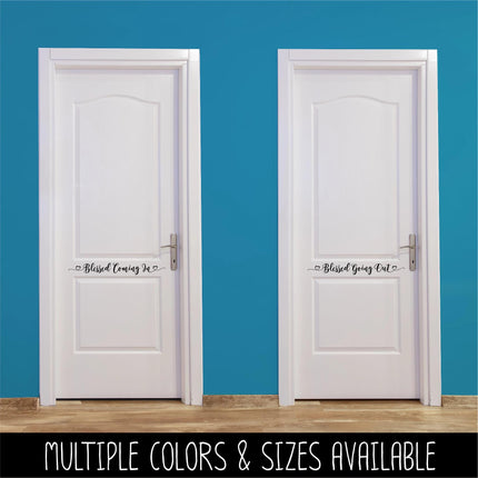 Blessed Going In, Blessed Coming Out Decal Bundle, Christian Door Decal, Religious Wall Sticker Mural Motivational Saying Jesus God Bible