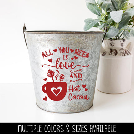 All You Need is Love and Hot Cocoa Decal - Love Hot Cocoa Sticker - Love Sign, Valentine Wall Mural, Wedding, Inspirational Kitchen Decor