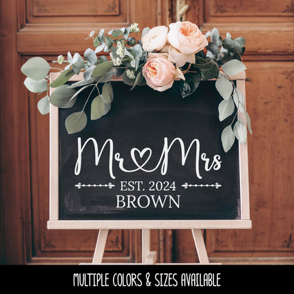 Customizable Mr & Mrs Decal, Name, Date, Custom Mr Mrs Wedding Sticker, Personalized Mr Mrs Wedding Sign, Customized Wedding Window Decal