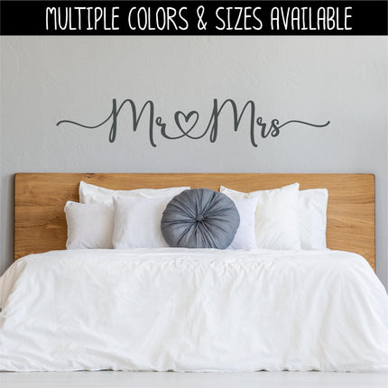 Mr Mrs Heart Vinyl Decal, Mr Mrs Wedding Sticker, Mr Mrs Wedding Sign, Wedding Window Decal, Anniversary Decal, Marriage Decal, Honeymoon