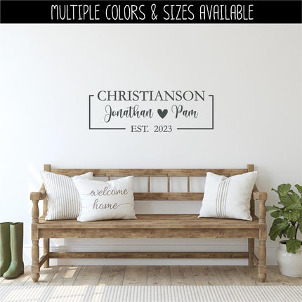 Customizable First & Last Name Decal, Personalized Family Name Est Year Sign, Custom-Made Name Sticker, Wedding, Tailored Anniversary Gift