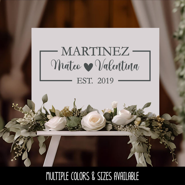 Customizable First & Last Name Decal, Personalized Family Name Est Year Sign, Custom-Made Name Sticker, Wedding, Tailored Anniversary Gift