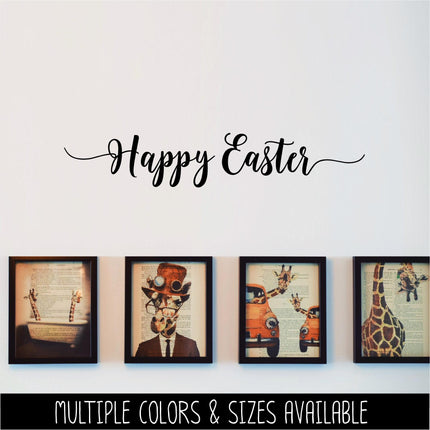 Cursive Happy Easter Decal - Christian, Wall, Mural, Easter, Sign, Door, Sticker, Spring, Holiday, Decor, Blessings, Bunny, Religious, Gift