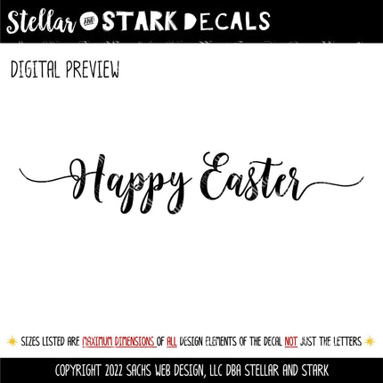 Cursive Happy Easter Decal - Christian, Wall, Mural, Easter, Sign, Door, Sticker, Spring, Holiday, Decor, Blessings, Bunny, Religious, Gift