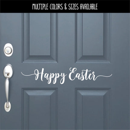 Cursive Happy Easter Decal - Christian, Wall, Mural, Easter, Sign, Door, Sticker, Spring, Holiday, Decor, Blessings, Bunny, Religious, Gift