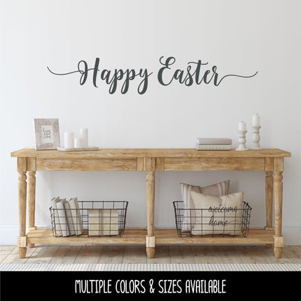 Cursive Happy Easter Decal - Christian, Wall, Mural, Easter, Sign, Door, Sticker, Spring, Holiday, Decor, Blessings, Bunny, Religious, Gift