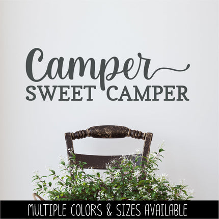 Camper Sweet Camper Decal Vinyl Sticker, RV Car Tent Outdoor Lover Camping Gift Decor Nature Adventure Art Travel Outside Love home outdoors