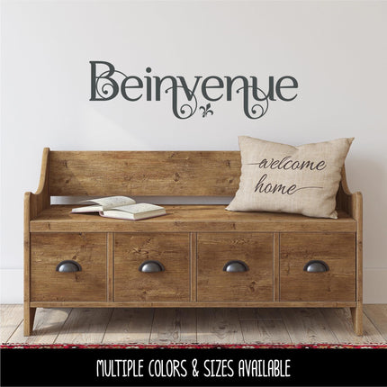Scrolling Beinvenue Welcome Vinyl Decal - French Welcome Sticker - French Welcome Door Decal- Beinvenue Sign - French Beinvenue Wall Mural