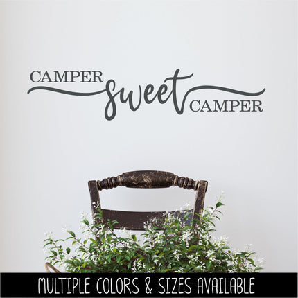 Camper Sweet Camper Decal Vinyl Sticker, RV Car Tent Outdoor Lover Camping Gift Decor Nature Adventure Travel Outside Love Outdoors
