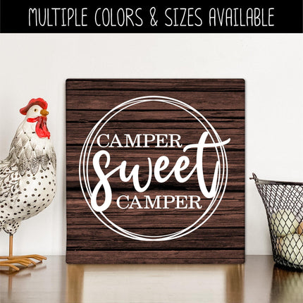 Camper Sweet Camper Decal Vinyl Sticker RV Car Tent Outdoor Lover Camping Gift Decor Nature Adventure Travel Outside Love Outdoor Door Round