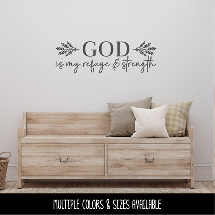 God Is My Refuge And Strength Decal, Psalm 46:1 Bible Decal, Christian Decal, Christian Sticker, Door Decal, Wall Sign, Inspirational Mural