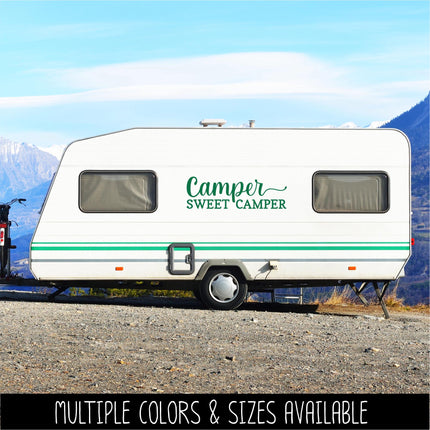 Camper Sweet Camper Decal Vinyl Sticker, RV Car Tent Outdoor Lover Camping Gift Decor Nature Adventure Art Travel Outside Love home outdoors