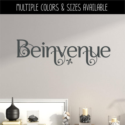 Scrolling Beinvenue Welcome Vinyl Decal - French Welcome Sticker - French Welcome Door Decal- Beinvenue Sign - French Beinvenue Wall Mural
