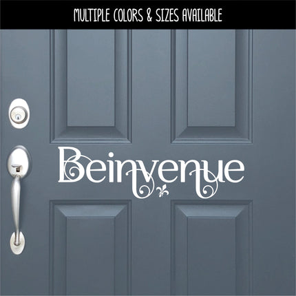 Scrolling Beinvenue Welcome Vinyl Decal - French Welcome Sticker - French Welcome Door Decal- Beinvenue Sign - French Beinvenue Wall Mural
