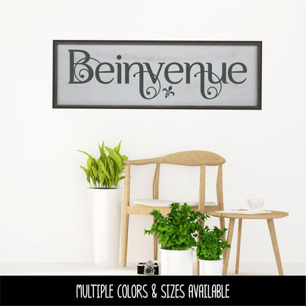 Scrolling Beinvenue Welcome Vinyl Decal - French Welcome Sticker - French Welcome Door Decal- Beinvenue Sign - French Beinvenue Wall Mural