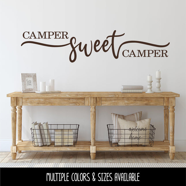 Camper Sweet Camper Decal Vinyl Sticker, RV Car Tent Outdoor Lover Camping Gift Decor Nature Adventure Travel Outside Love Outdoors
