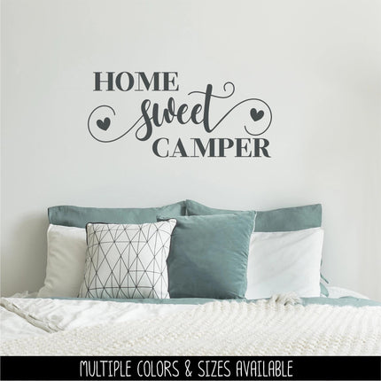 Home Sweet Camper Decal Vinyl Sticker, RV Car Tent Outdoor Lover Camping Gift Decor Nature Adventure Travel Outside Love Outdoors Camp Hobby